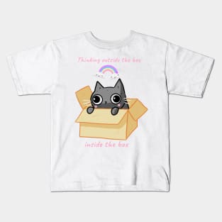 Thinking outside the box inside the box Kids T-Shirt